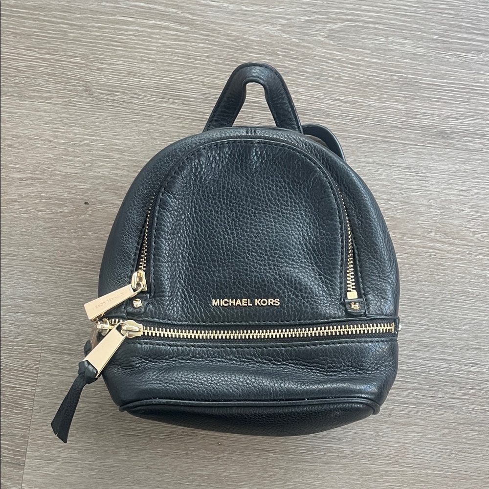 Michael Kors Mini Black Leather Backpack